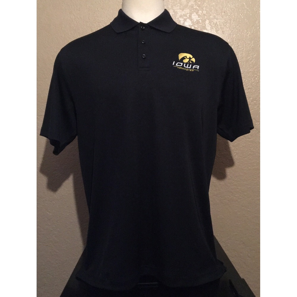 NEW Under Armour Men's Size Large Solid Black Iowa Hawkeyes Polo Shirt L